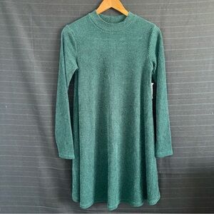 NWT Old Navy Green Ribbed Knit Mock Neck Long Sleeve Dress Womens Size Small